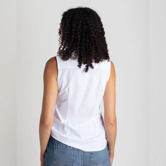 Ameliora The Annie White Sleeveless Button Down Washable Shirt Size Medium - Picture 4 of 9
